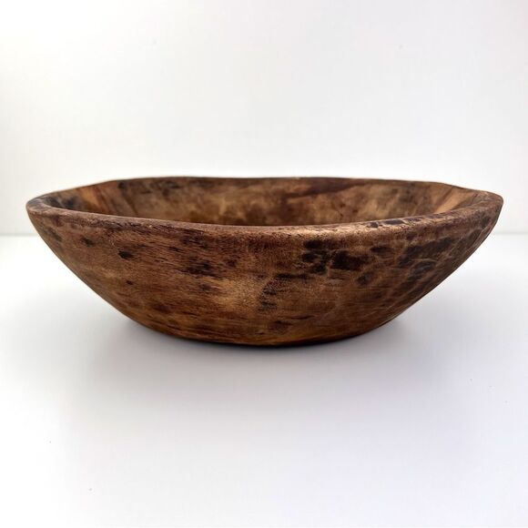 Antique Wooden Dough Kneading Round Parat Bowl Original Old Hand Carved - Picture 7 of 12